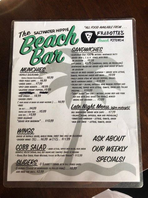 saltwater hippie menu|hippie bar madeira beach.